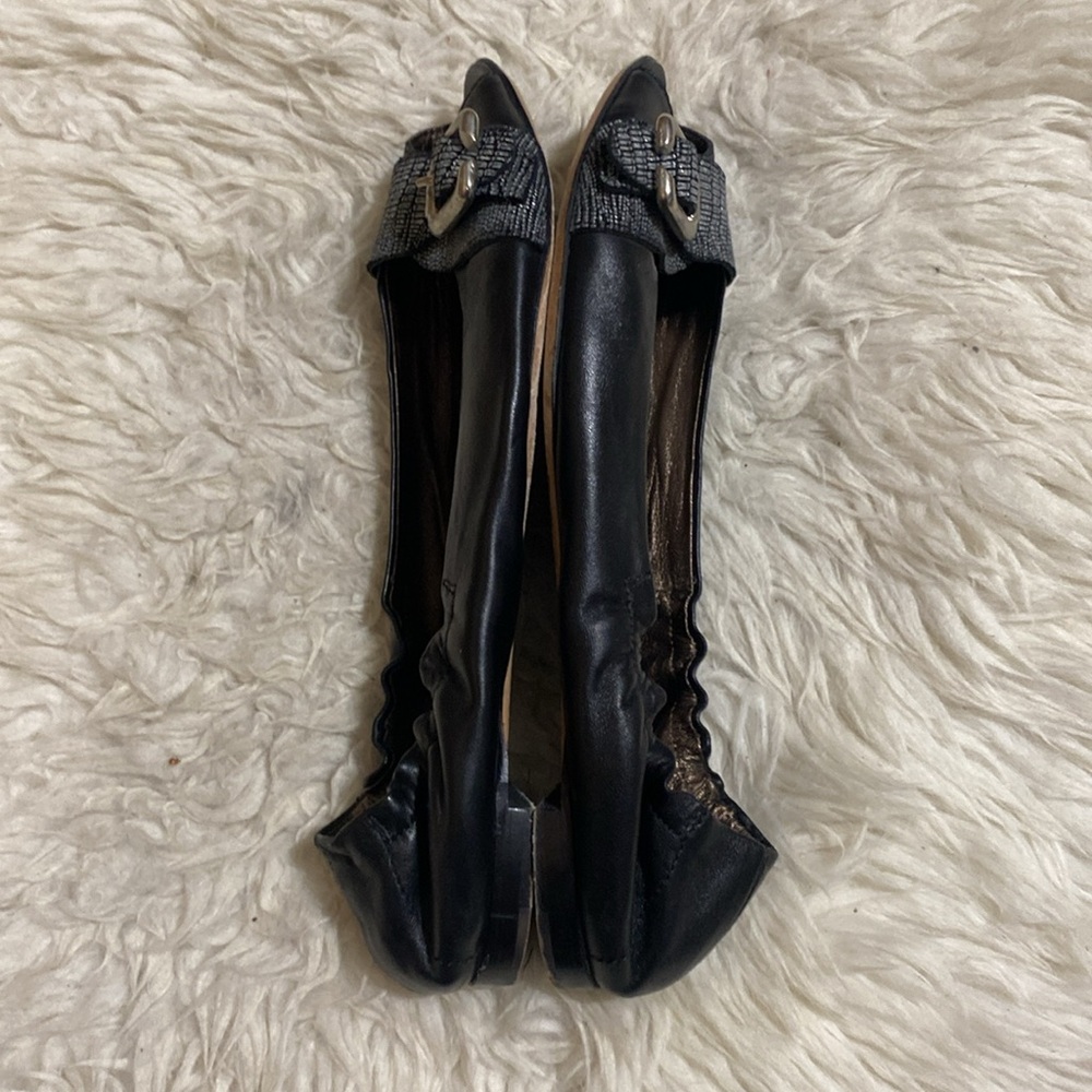 AGL Attilo Giusti Leombruni Peep Toe Leather Ballet Flats Shoes Italy Size 39.5 - Picture 4 of 10